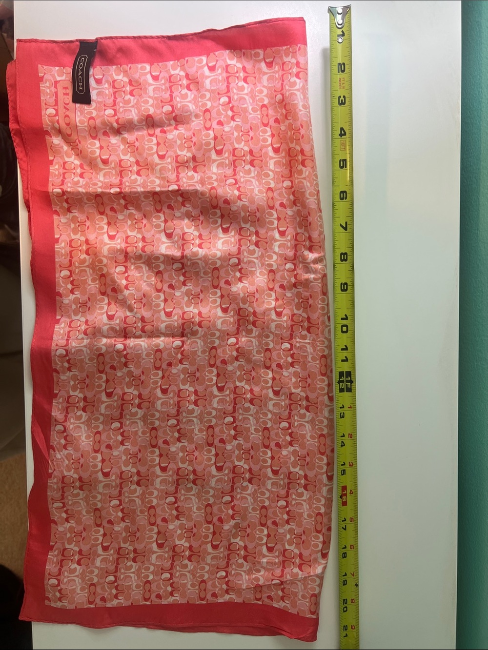 Vintage Coach Pink Signature Silk Scarf - Picture 6 of 7